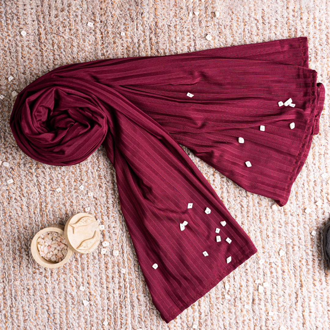 Premium Ribbed Jersey Hijab for Winter – Soft, Stretchy & Non-Slip Scarf