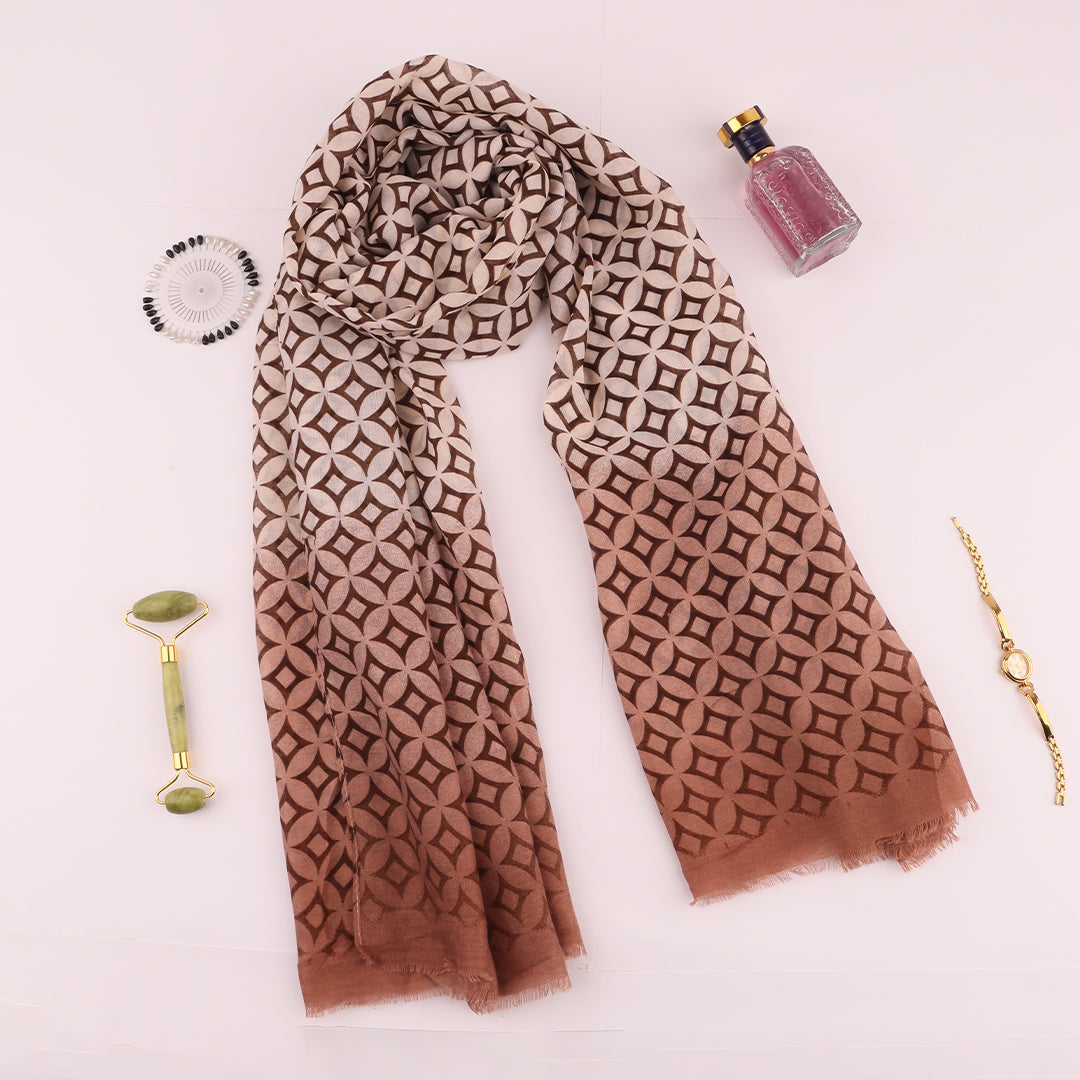 Printed Light Brown & White