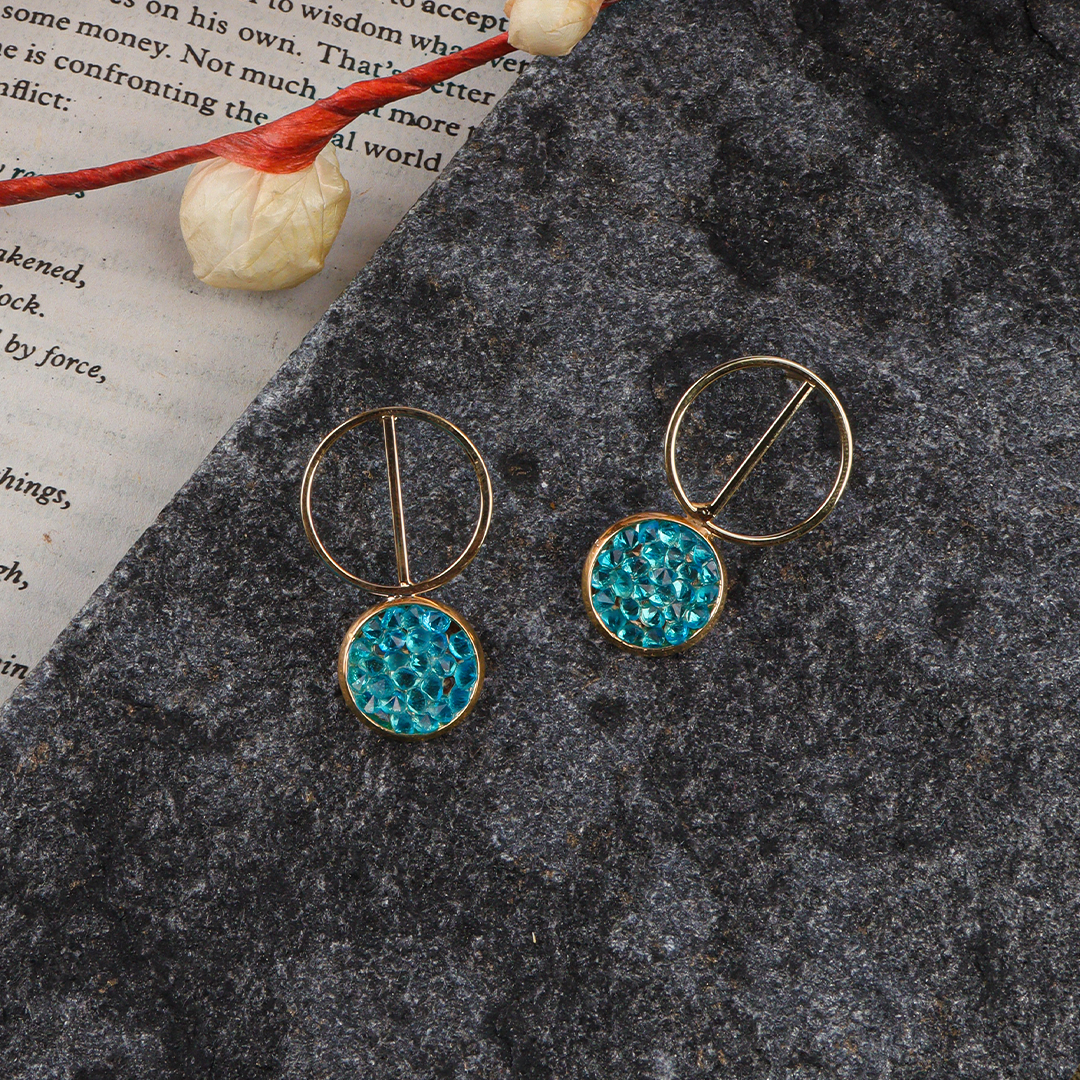 Round Blue Earrings