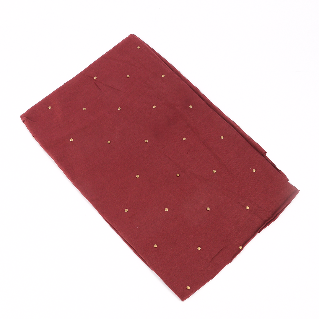 Studded Lawn Burgundy Scarf