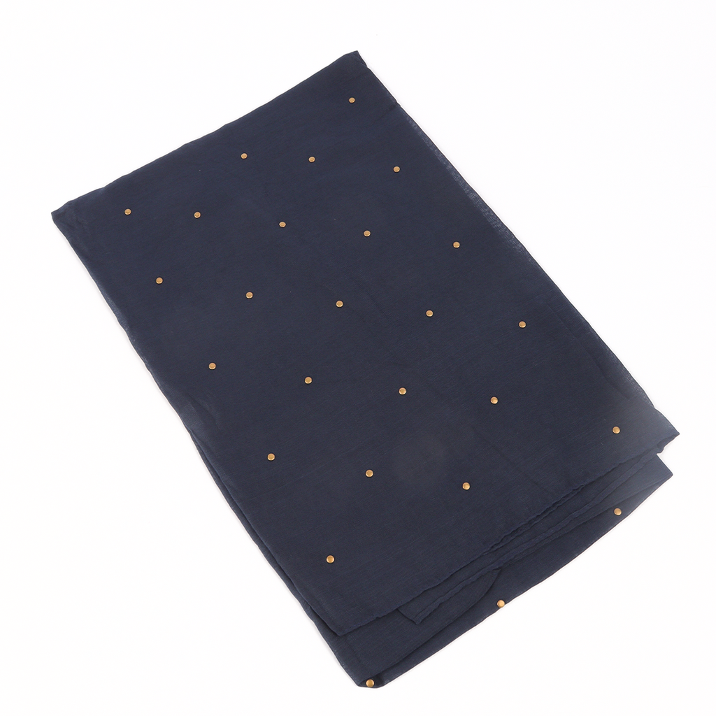 Studded Lawn Navy Blue Scarf