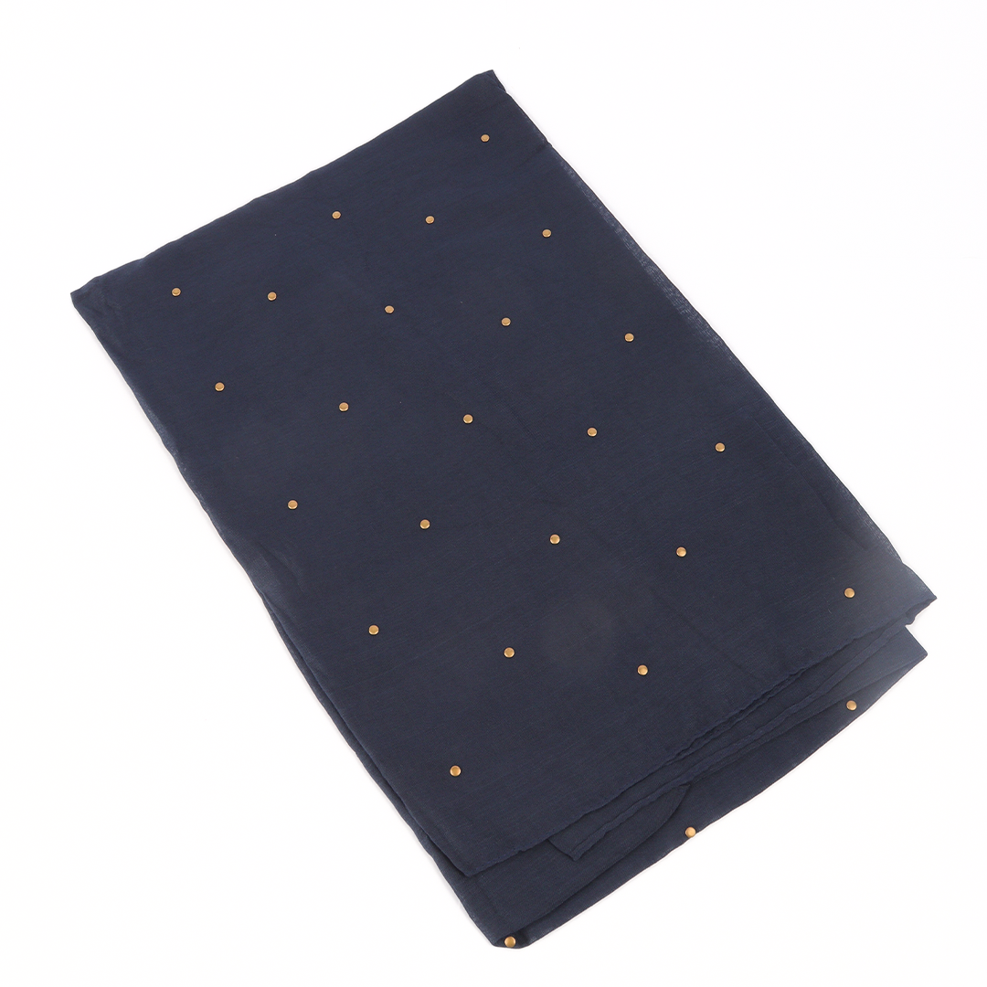 Studded Lawn Navy Blue Scarf