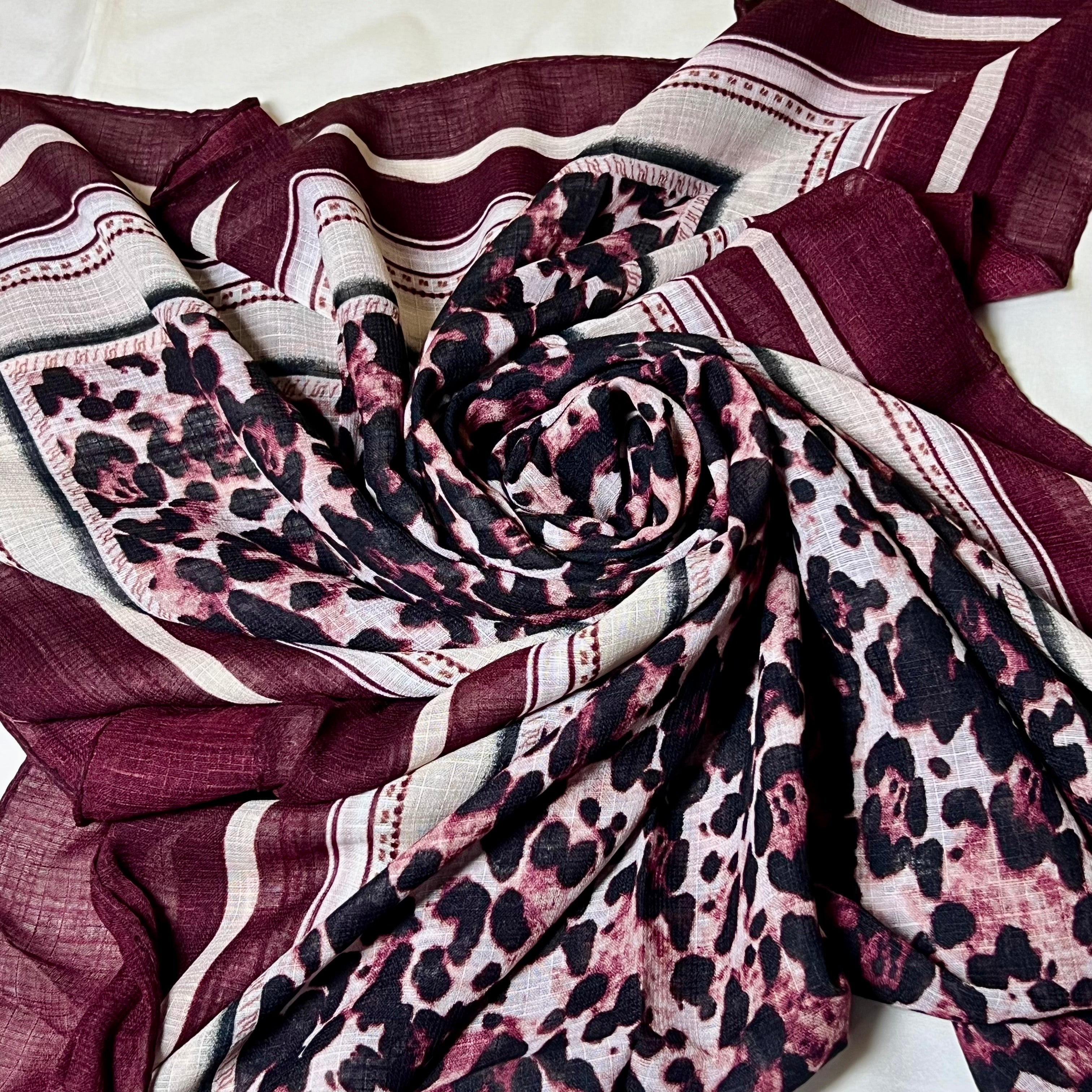 Wild Grace (maroon) - Printed Lawn Hijab