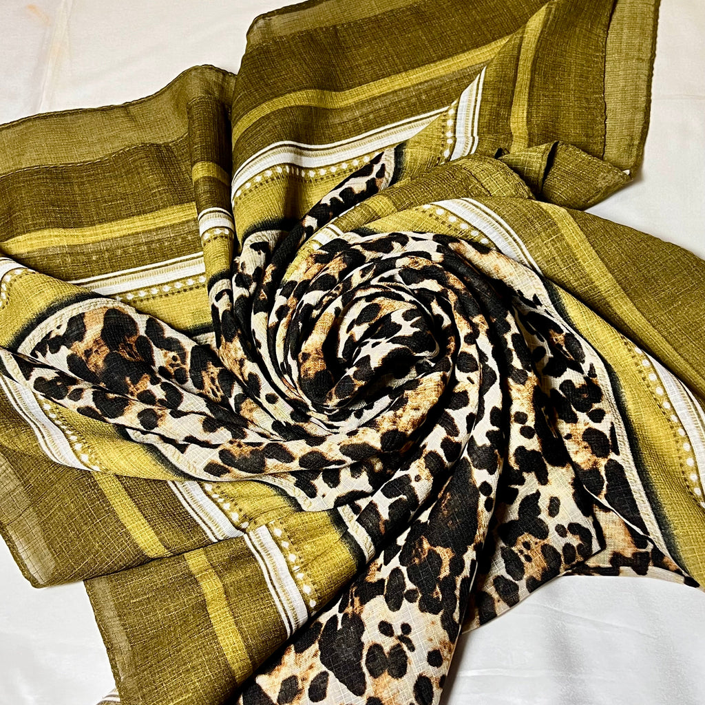 Wild Grace(olive) - Printed Lawn Hijab