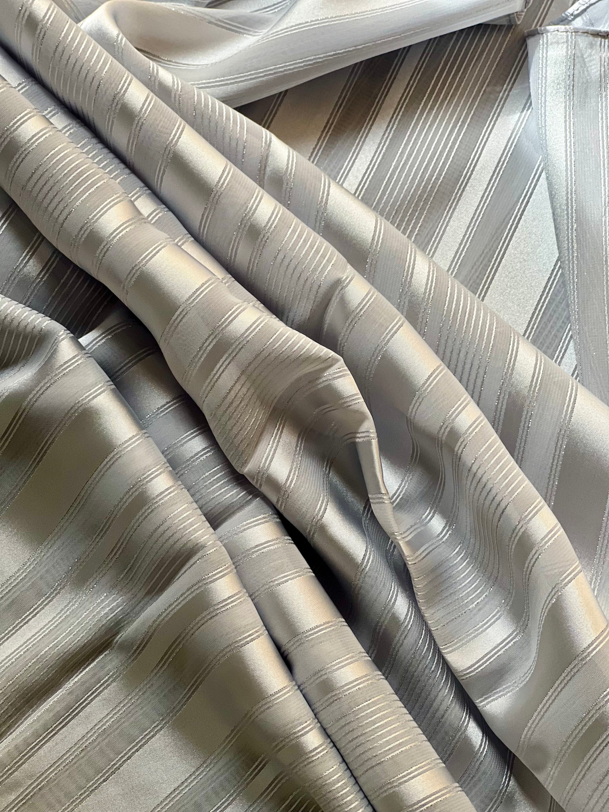 Steel - Whisper Stripes Luxury Georgette