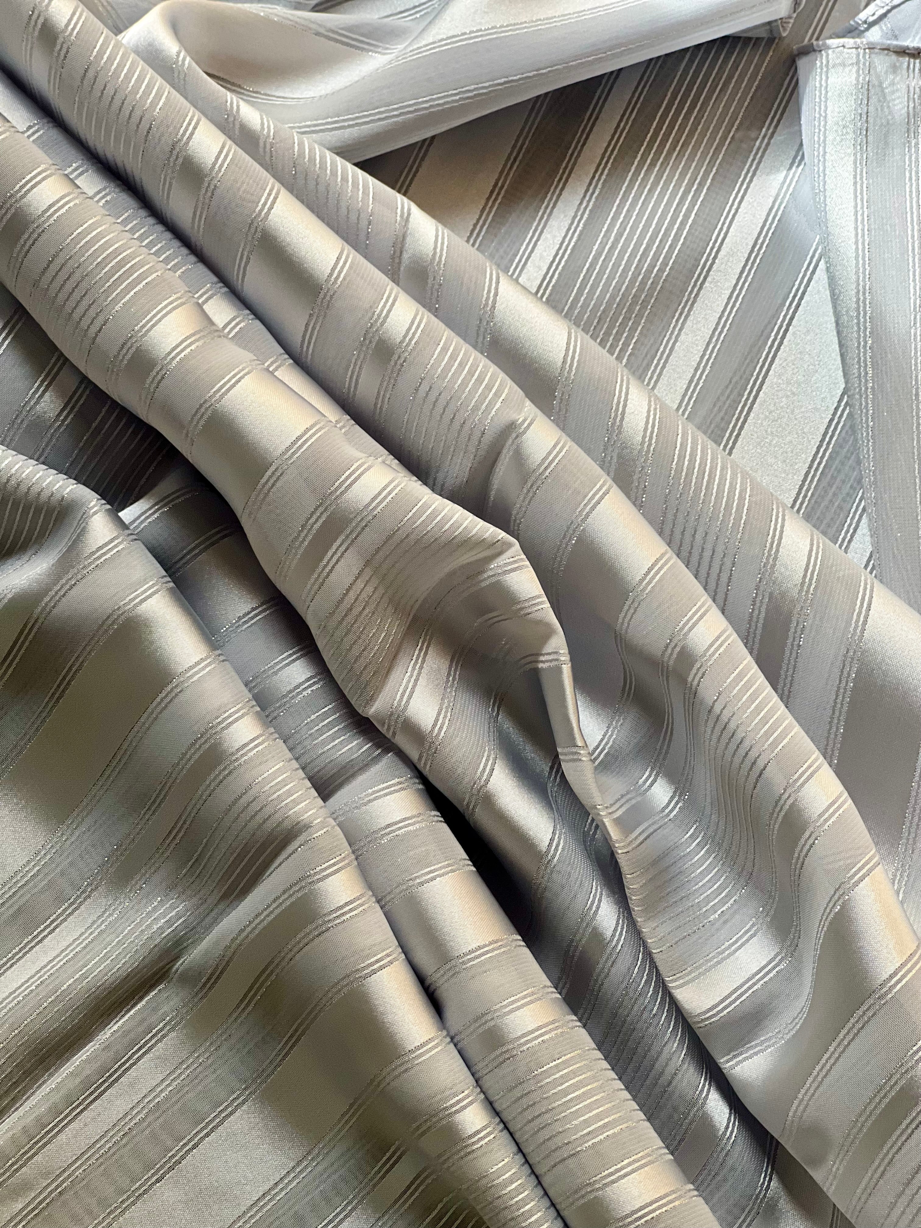 Steel - Whisper Stripes Luxury Georgette