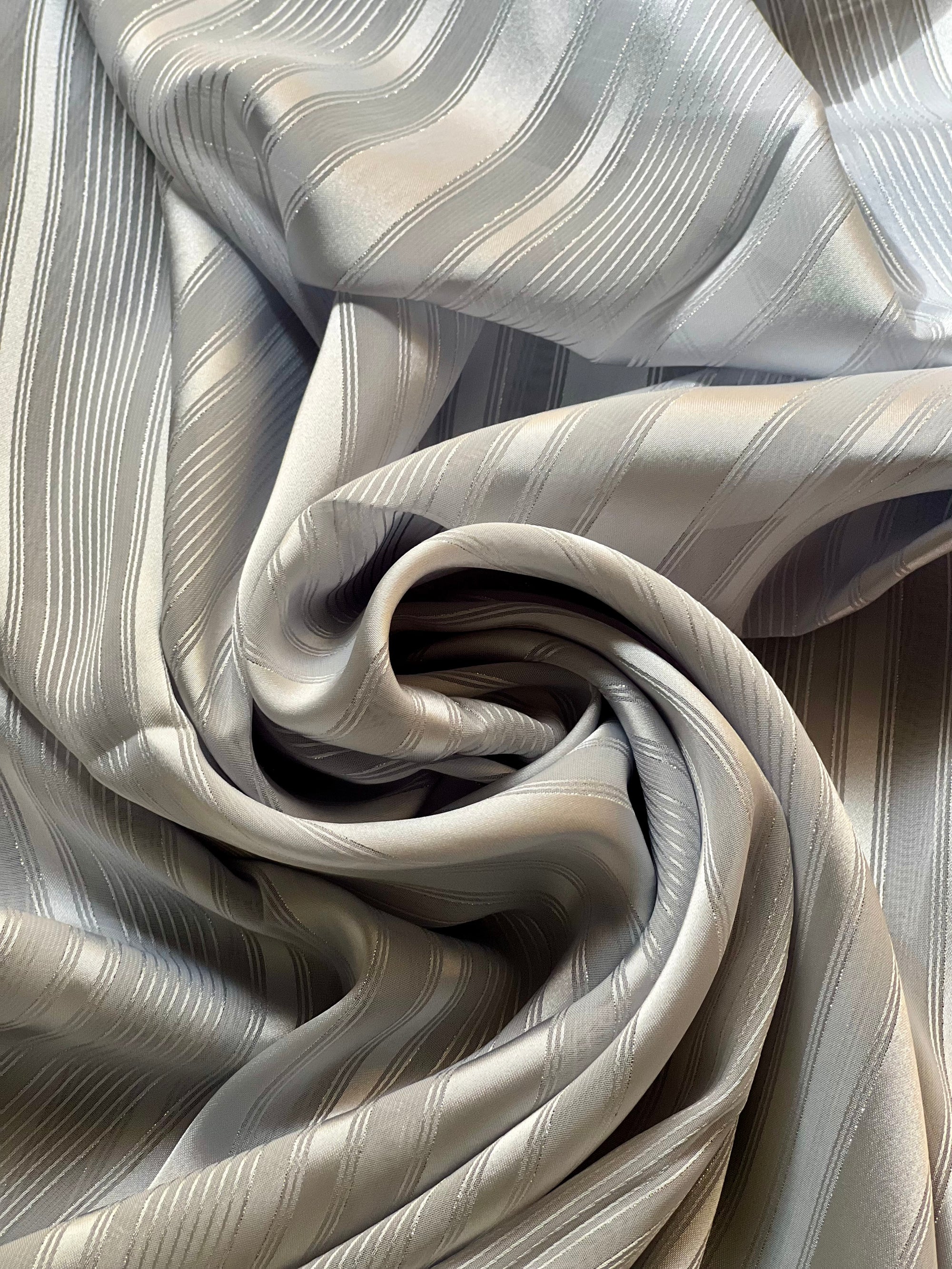 Steel - Whisper Stripes Luxury Georgette