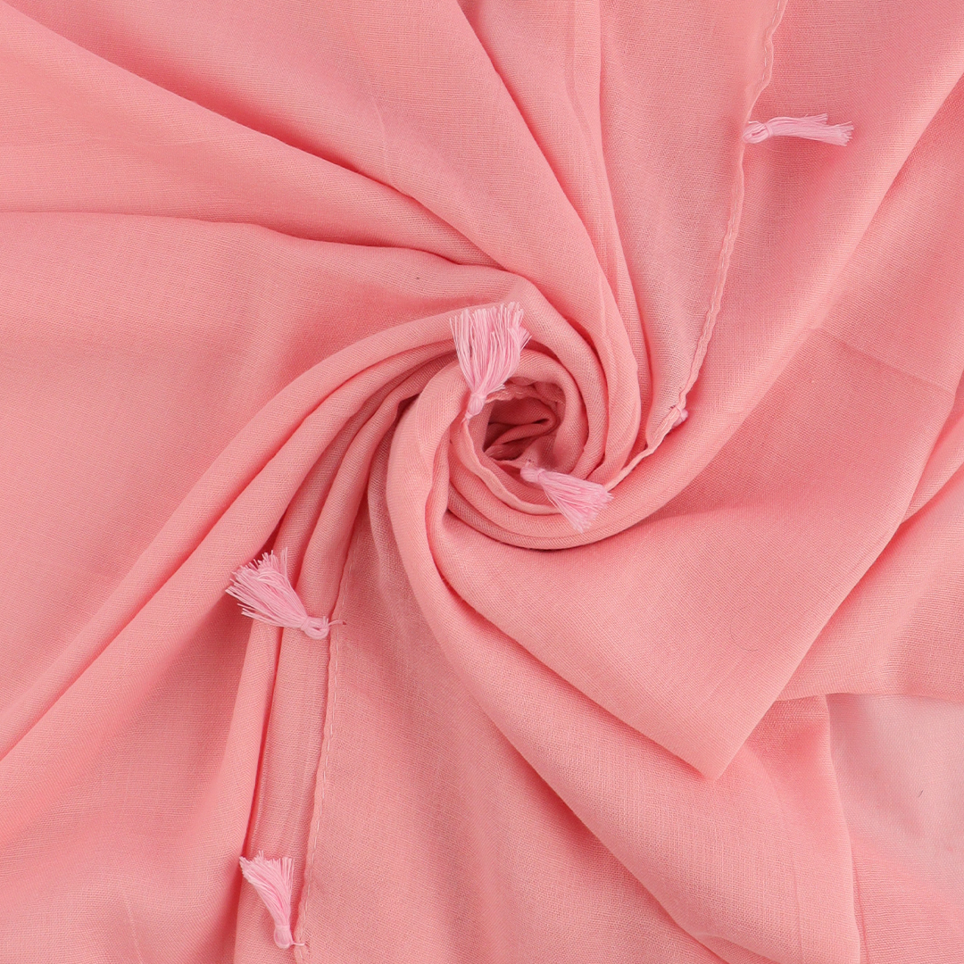 Light Coral Tassel Lawn Hijab