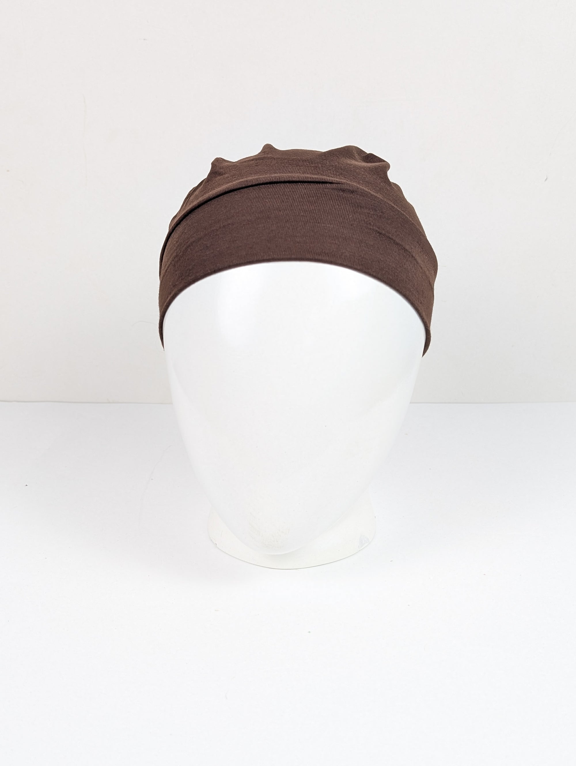 Brown Ruched Tube hijab Cap