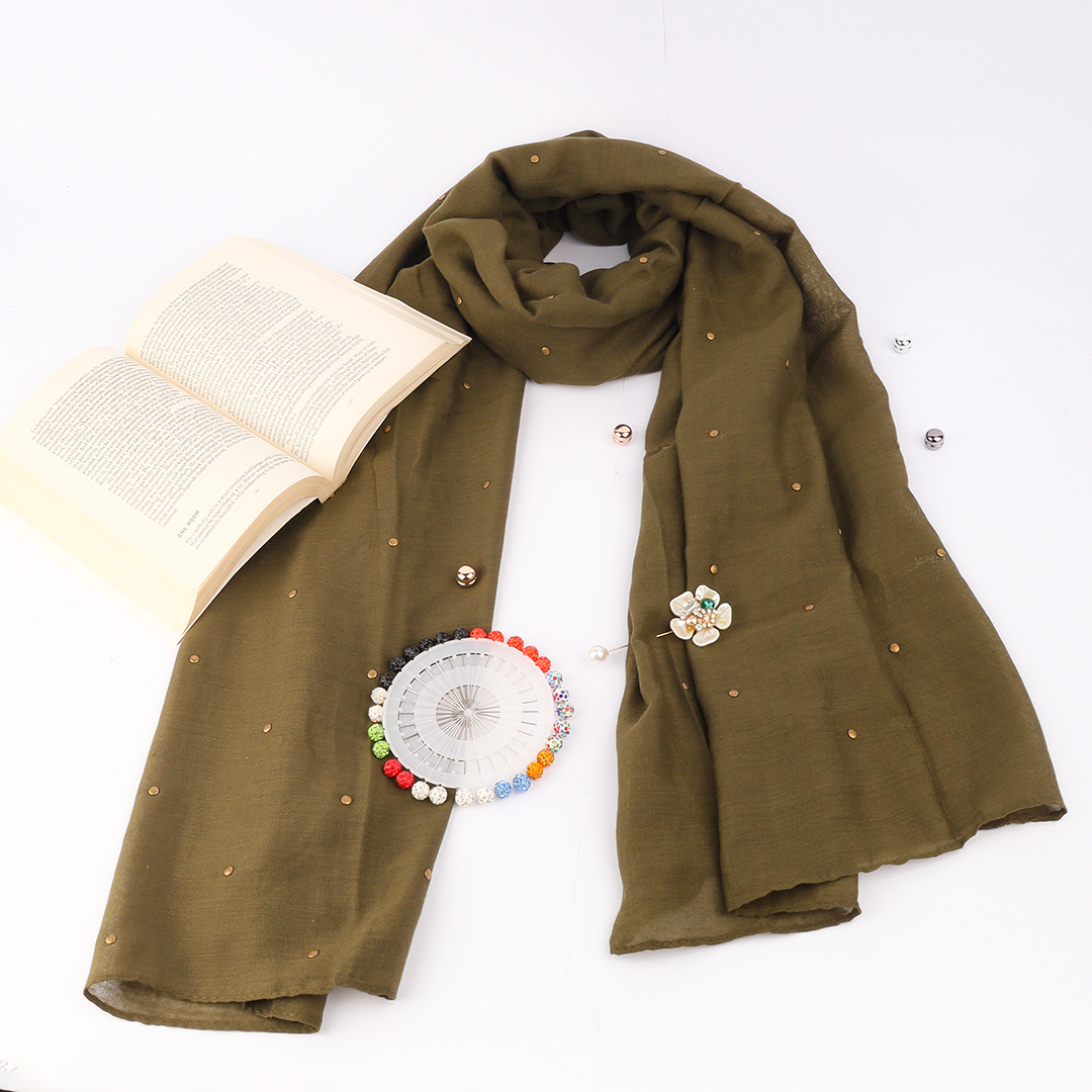Studded Lawn Green Scarf