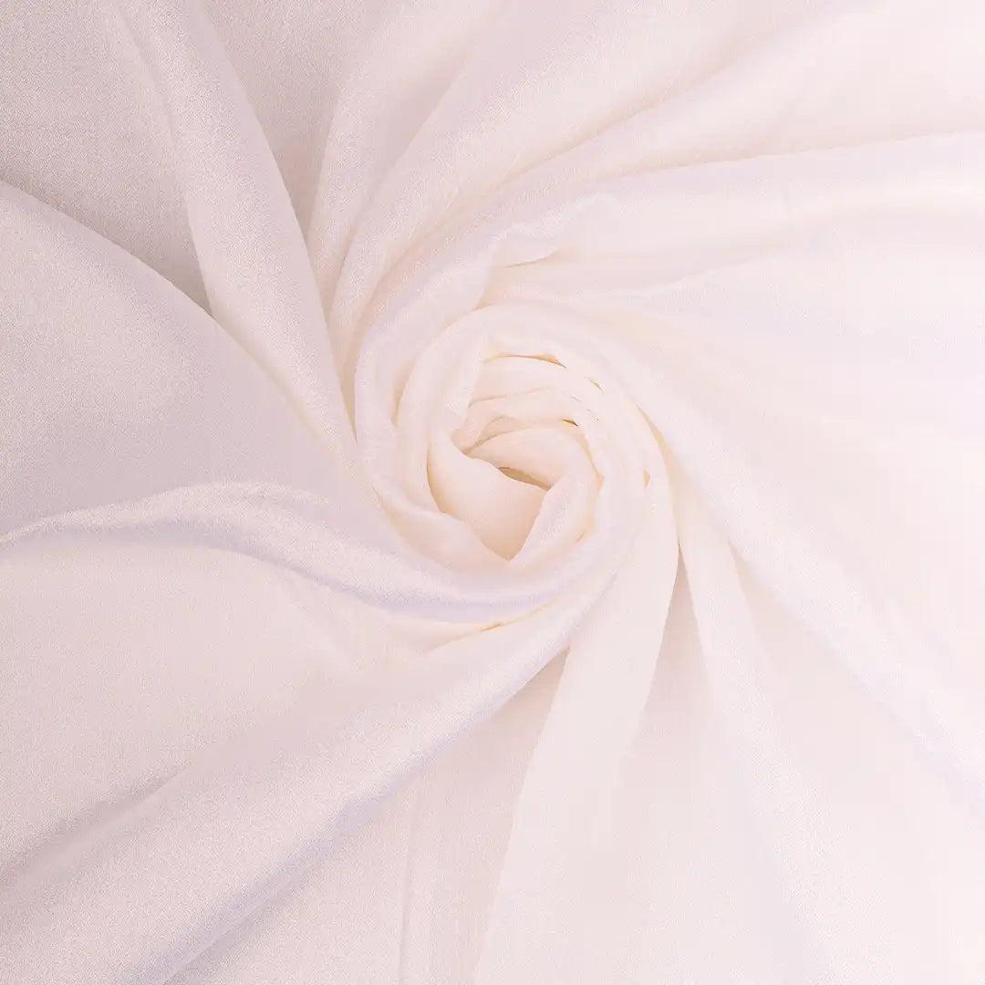Off White Crinkle Silk Scarf