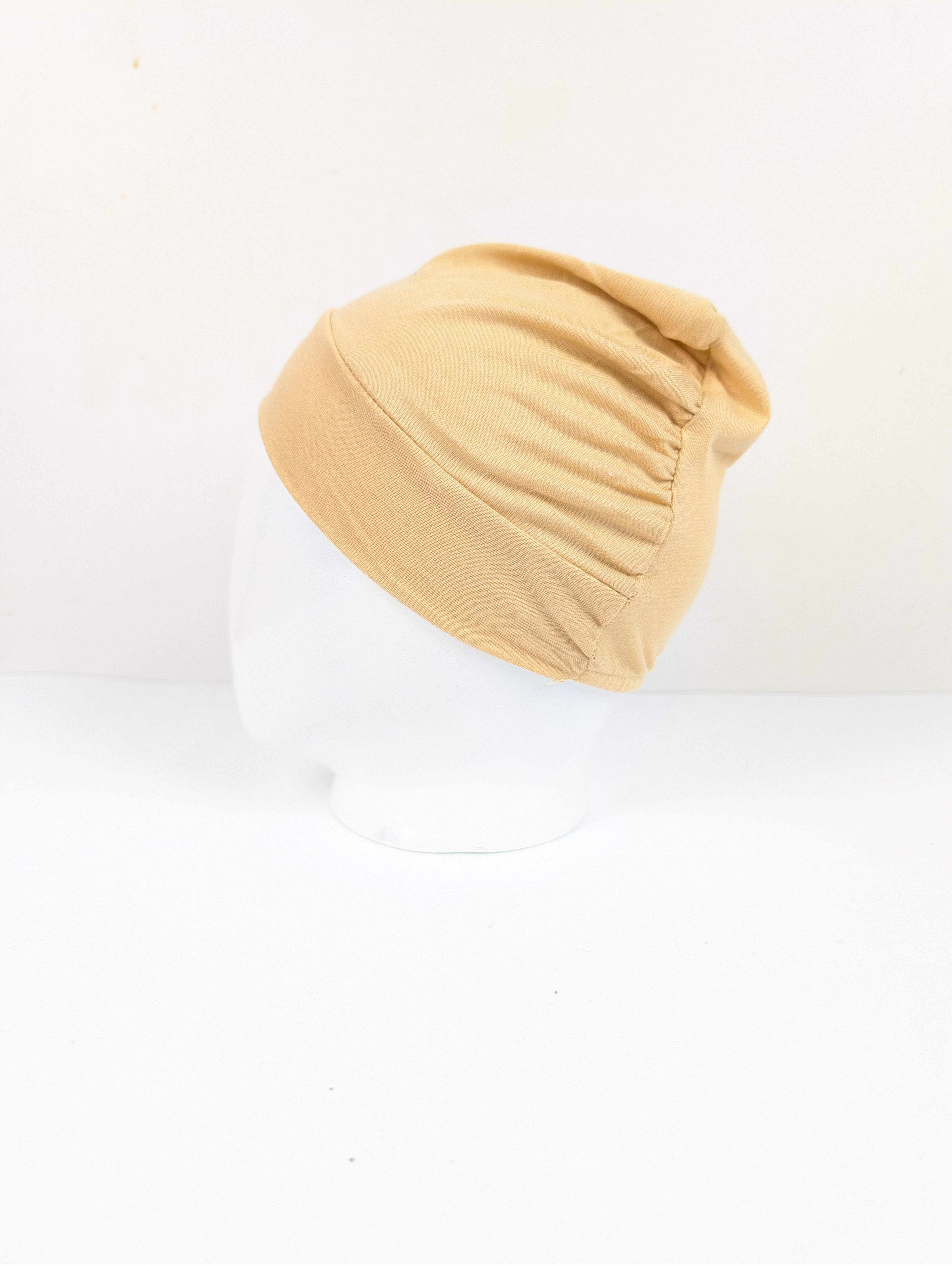 Tan Ruched Tube hijab Cap