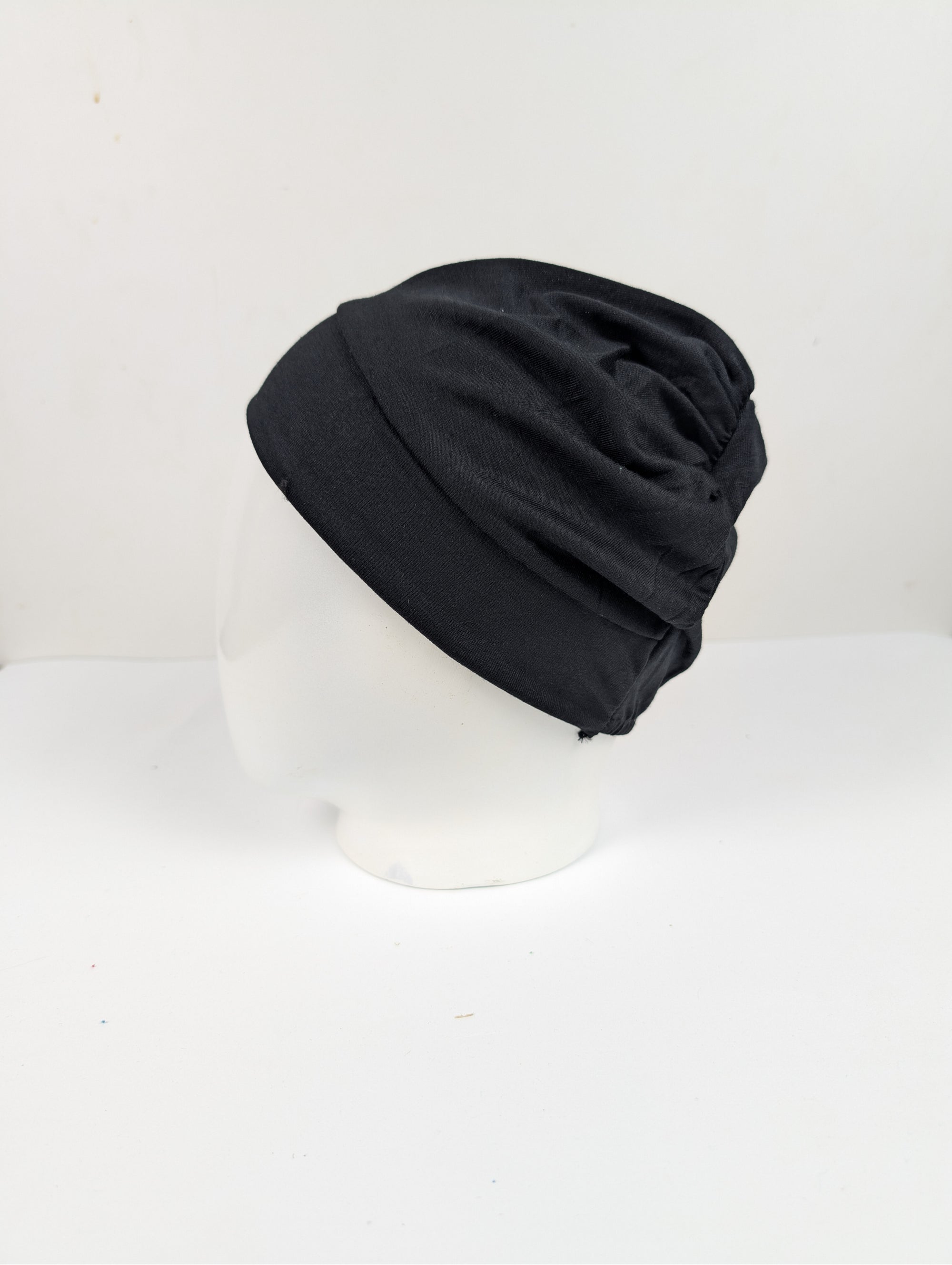 Black Ruched Tube hijab Cap