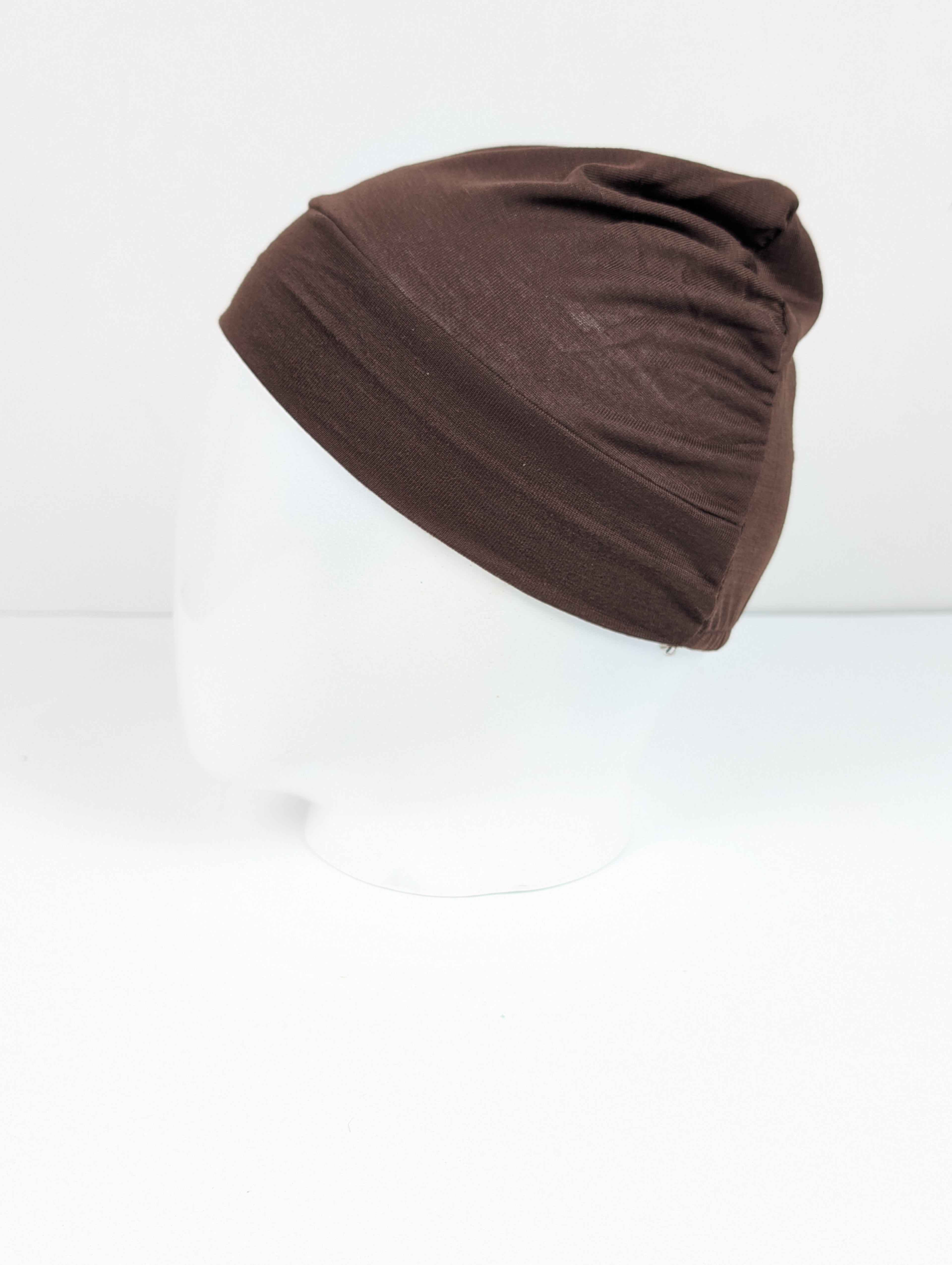 Brown Ruched Tube hijab Cap