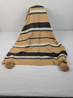 Printed Woolen Cashmere Hijab – Winter Striped Shawl with Tassels for Women