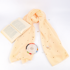 Studded Lawn Cream Scarf