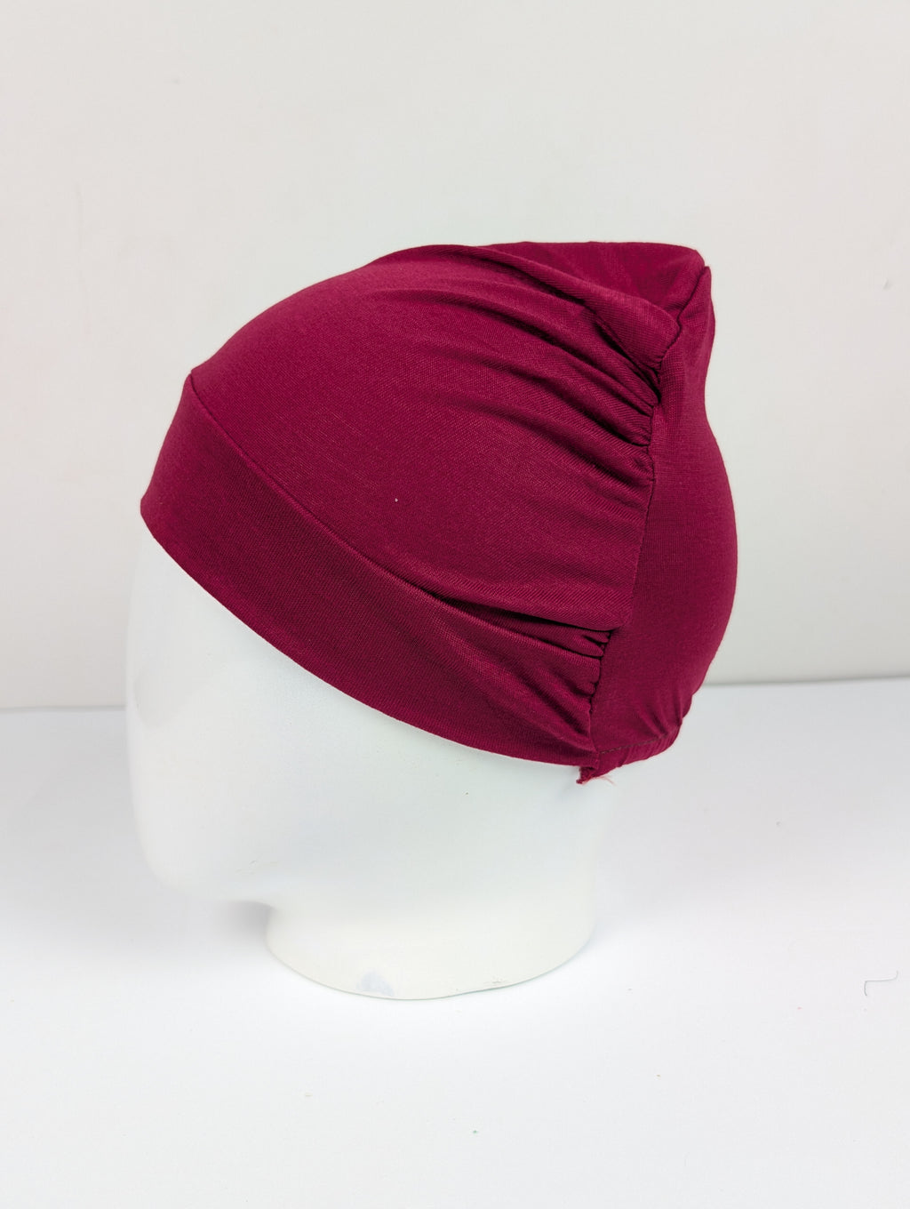 Maroon Ruched Tube hijab Cap