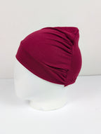 Maroon Ruched Tube hijab Cap