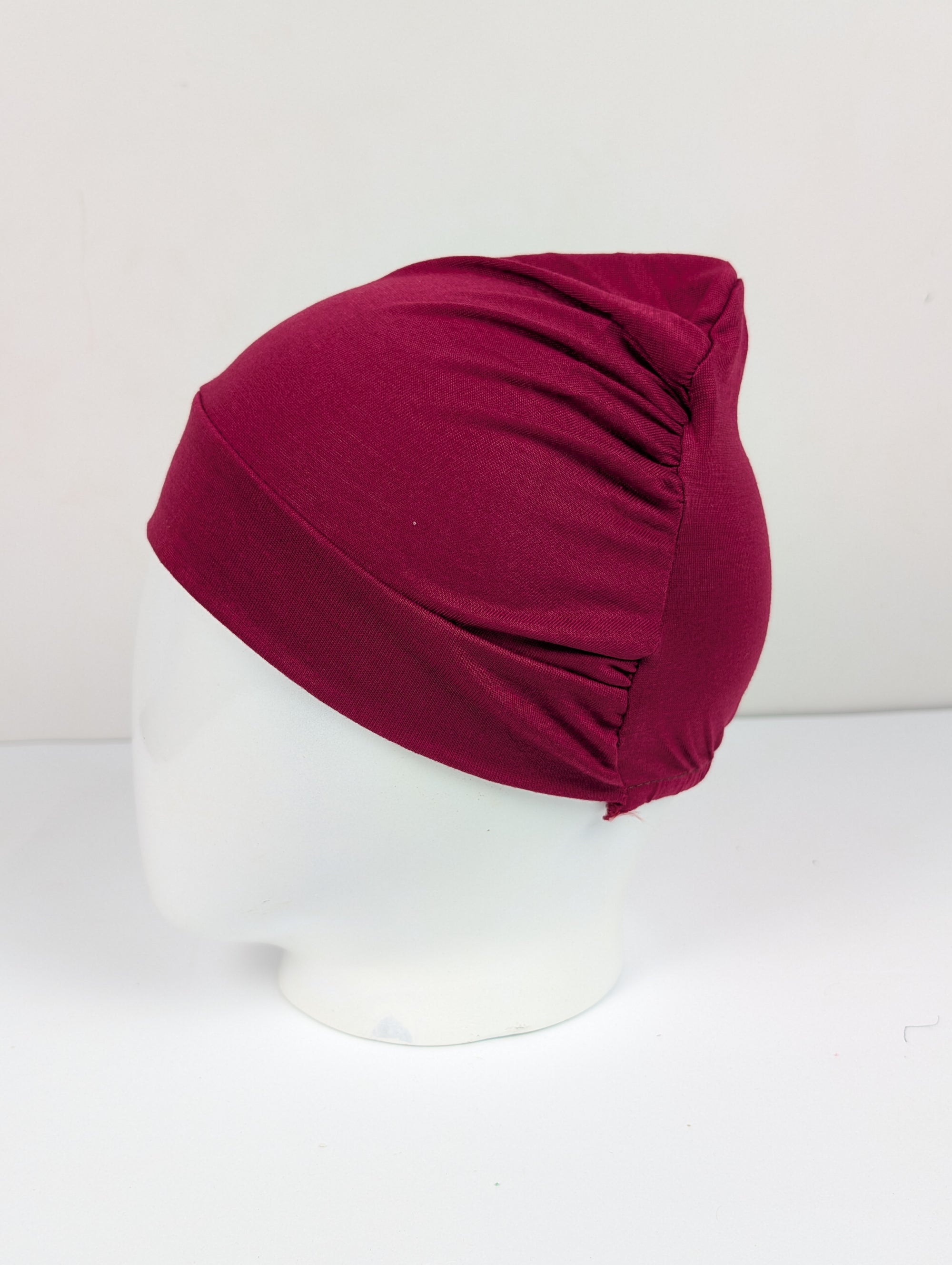 Maroon Ruched Tube hijab Cap
