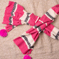 Printed Woolen Cashmere Hijab – Winter Striped Shawl with Tassels for Women