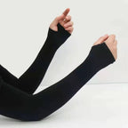 Women’s Modest Arm Sleeves with Thumbhole – Under Abaya & Hijab Sleeves for Daily Wear (Black, White, Skin)